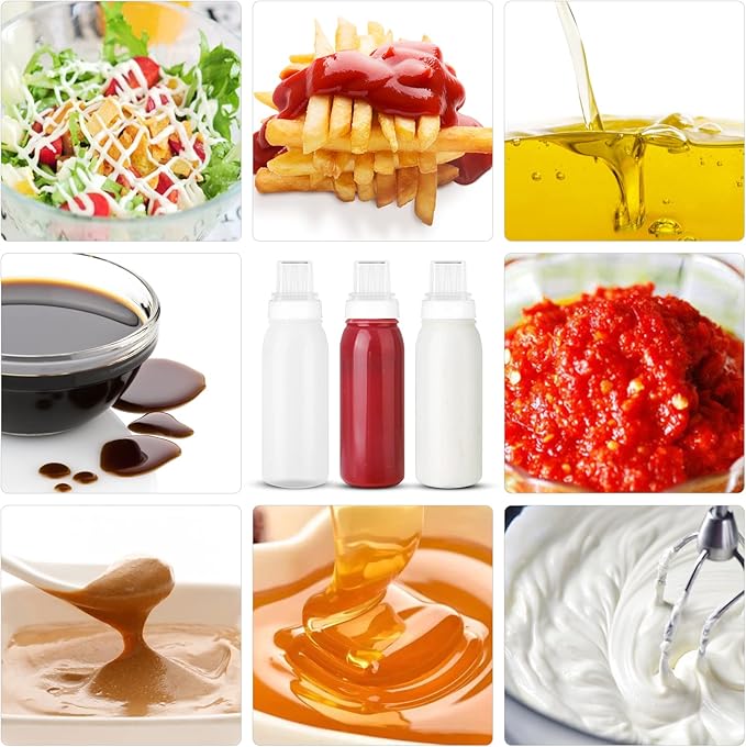 Porous Condiment Squeeze Bottles, Squeeze Bottles for Sauces, Salad Dressing Container, Ketchup Bottles Squeeze 3-Pack 13 oz (380ml), Syrup Dispenser, Great for Ketchup, Salad, BBQ Sauce (13oz 3 pack)