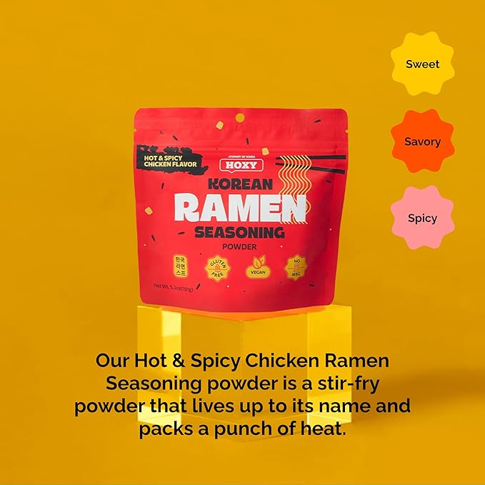 HOXY Journey of Korea "Korean Ramen Seasoning" | Gluten Free, Vegan, No-MSG | Premium Finest Ramen Seasoning Powder | 5.3oz (Hot & Spicy Chicken)