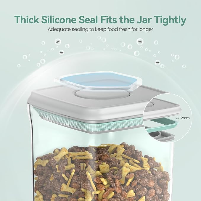 Dog-Cat POP Treat-Airtight jar-Container - 2.2 Qt/2 L | Stackable One-Touch Opening | For Snacks Candy Salt Herbs Spices | BPA-Free
