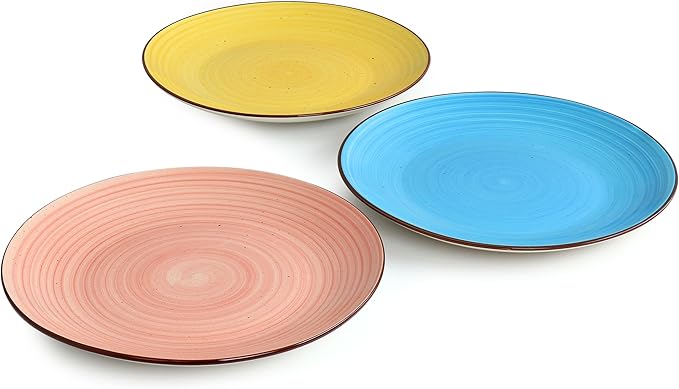 Elama Sebastian Round Stoneware Dinnerware Plate Set in Assorted Colors (6 Piece)