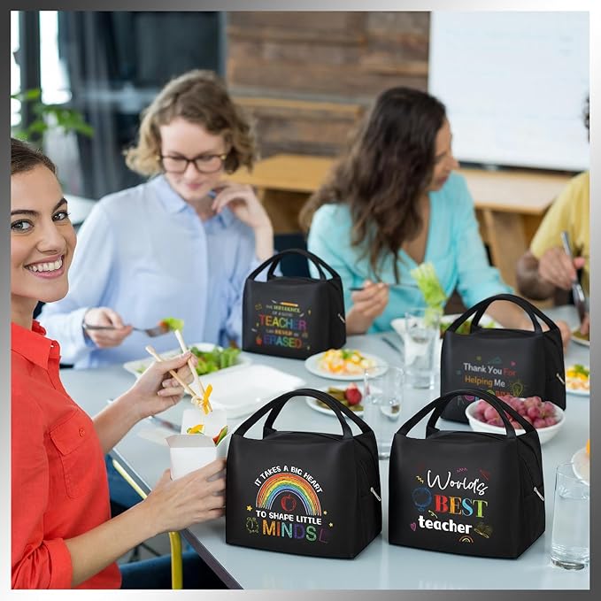 Teacher Appreciation Gifts Bulk Back to School Thank You Insulated Lunch Bags Teacher Reusable Lunch Bags Leakproof Totes End of Year Appreciation Gift for Men Women(12 Pcs,Rainbow)