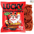 Lucky High Protein, Gluten Free Ramen Noodles, Extra Spicy Korean Flavor | 21g Protein | No MSG, Air Dried, Vegan, Reduced Sodium, Healthy, Vegetarian | Rice Ramen + Soup | Instant, Ready in 8 Minutes | 6-Pack
