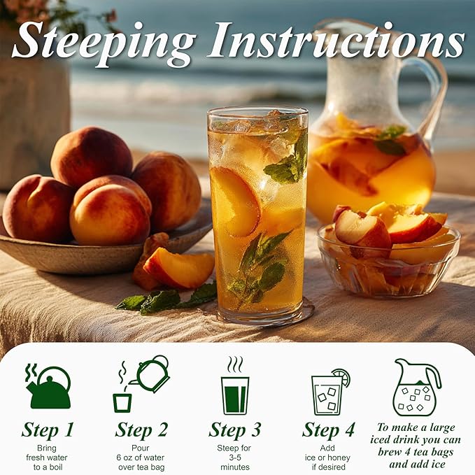 WT WEETEE Mango Peach Green Tea Bags 100 Count, Flavored Steam Green Tea, Natural Mango & Peach Flavoring, No Add Sweeter | Fruity & Refreshing Hot or Iced Tea