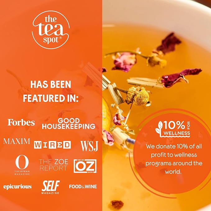 The Tea Spot Blood Orange Smoothie Herbal Tea | Blend of Rooibos Tea, Orange Peel, Hibiscus, Rosehips, Rose Petals, Safflowers, and Vanilla Flavors | Caffeine-Free 15 Tea Bags
