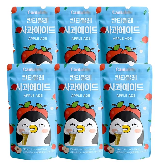Cantabile Korean Convenience Store Pouch Drink Ready-to-Drink Refreshing Beverage Imported from Korea (Box of 10, Apple)