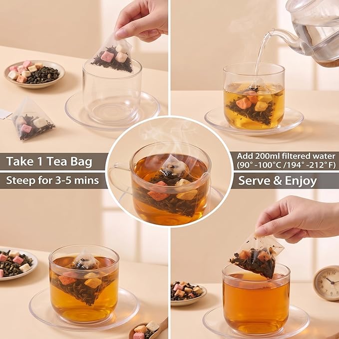 Assorted Oolong Tea Bags – 20 Pyramid Sachets | Oolong Tea Variety Pack, Individually Wrapped | Hot or Iced