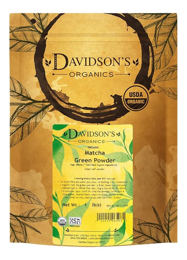 Davidson's Organics, Matcha Green Powder, Loose Leaf Tea, 16-Ounce Bag