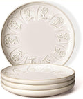 Artena Salad Plates Set Of 4, 8.5 Inch Embossed Appetizer Plates, Ceramic Dessert Plates, Small Dinner Kitchen Plates With Lipped Edges, Microwave Oven Dishwasher Safe (Pinwheel Flower)