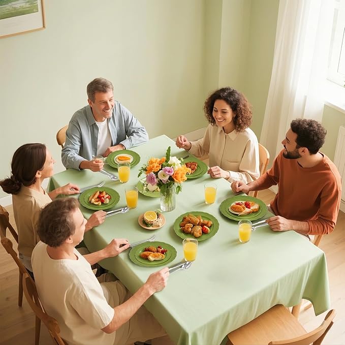 U-QE 100PCS Olive Green Plastic Plates - Plastic Green Plates Disposable Heavy Duty - Olive Disposable Plates for Party Including 50PCS 10'' Dinner & 50PCS 7.5'' Dessert Plate