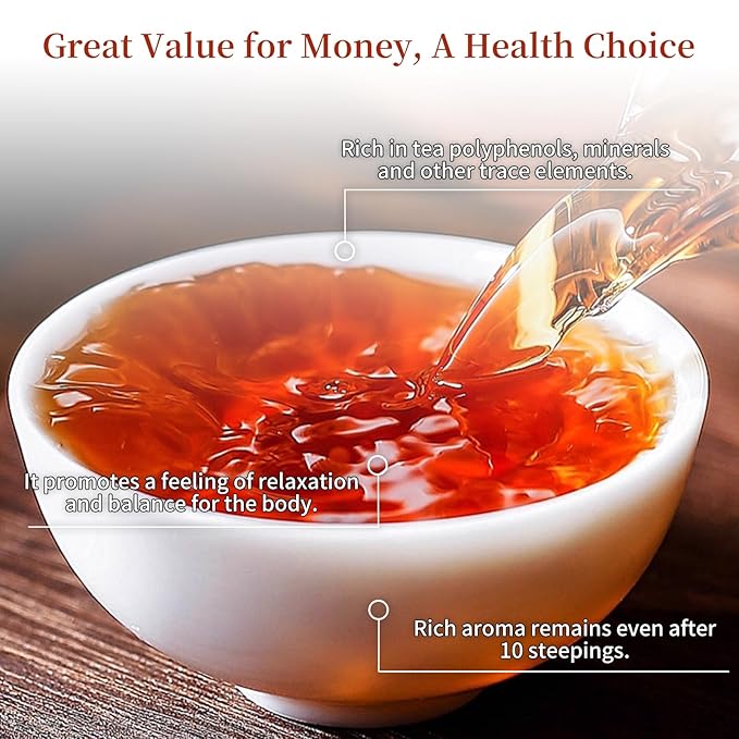 CHADUO Puerh Tea Cake 357g/12.6oz Ripe Pu erh Tea Chinese Fermented Puer Classic Premium Yunnan PuerhTea Aged For 5 Years With Date & Aged Wood Fragrance 普洱茶 熟茶 普洱茶饼