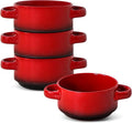 French Onion Soup Bowls with Handles, Oven & Microwave Safe, Set of 4 28 Oz Porcelain Soup Bowls for Chili, Stew, Pasta, Pot Pies – Stackable, Dishwasher Safe, Durable Ceramic Dinnerware