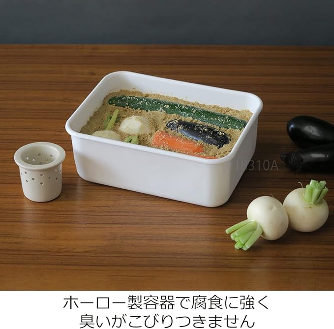 Fuji Hollow NK-201 Enameled Pickles Container, Little Bran Pickled Container, 0.9 gal (2.8 L)