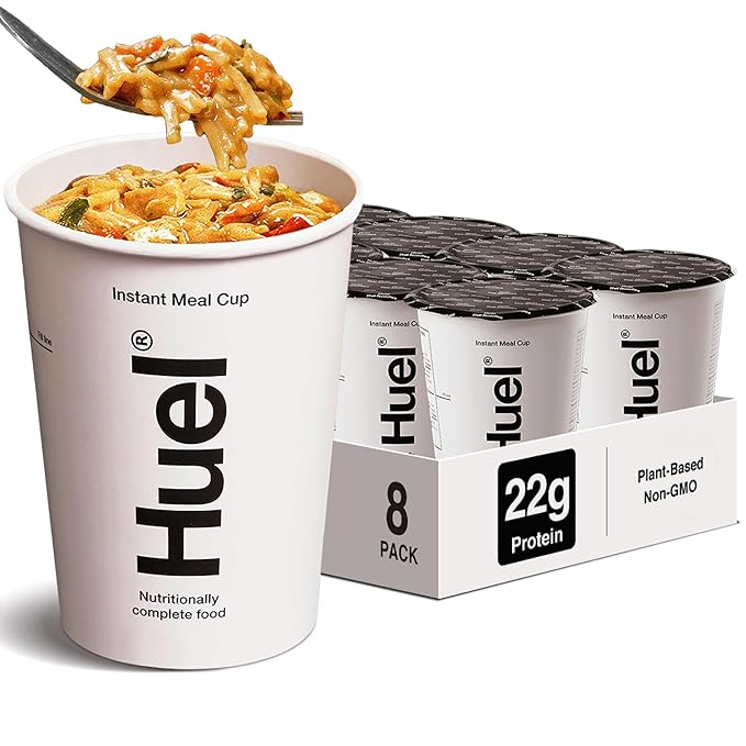 Huel Hot and Savory Cups | Thai Noodles | 25g Protein Plant Based Instant Meal | 27 Vitamins and Minerals | 100% Nutritionally Complete | 8 Cups