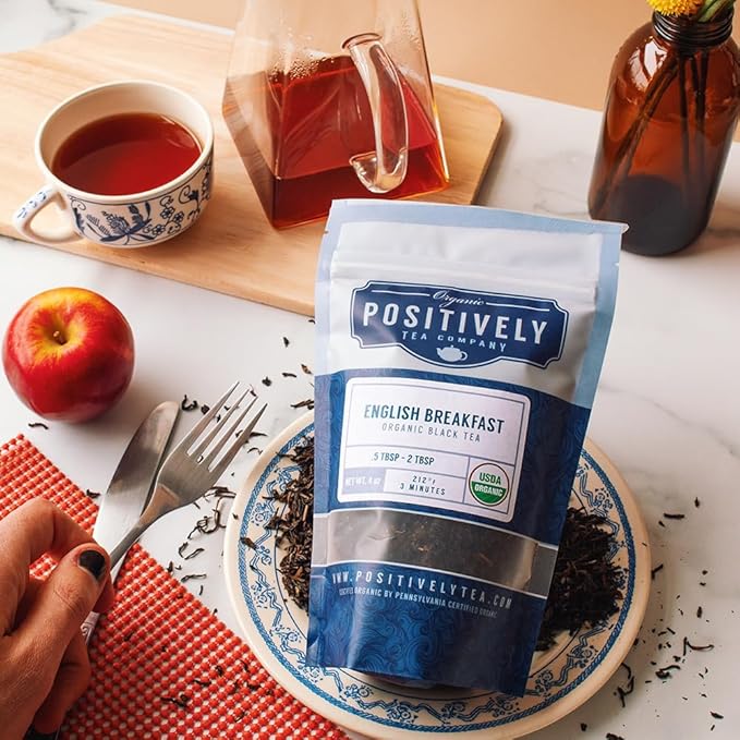 Organic Positively Tea Company, English Breakfast Black Tea, Loose Leaf, 16 Ounce
