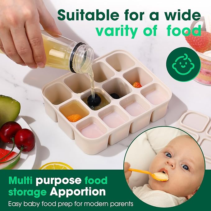 Mimorou 3 Pack Baby Food Freezer Tray with Lids 2.8 oz x 12 Cups Silicone Baby Food Storage Container Ice Cube Freezer Molds for Homemade Vegetable Fruit Purees Snack(12 Cups,Purple, Pink, White)