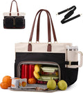 LOVEVOOK Work Tote Bag with Lunch Compartment & Cup Holder, 15.6" Laptop Lunch Bag Combo for Women,Large Work Tote for Teacher, Nurse & Office Commuter