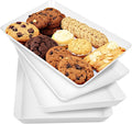 DCA 4 Pack Plastic Serving Trays, Stackable & Lightweight Set for Parties, BBQ, Camping, Desserts & Snacks – Perfect for Hostess Gifts & Kitchen Organization, BPA Free, White