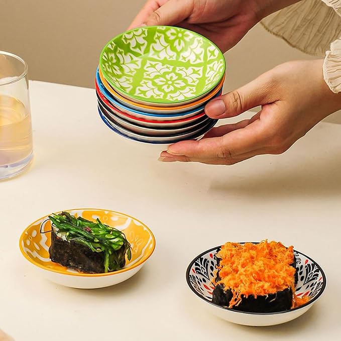 6PCS Ceramic Dipping Bowls,Small Bowl,Soy Sauce Dish Dipping Sauce Little Bowl,Sauce Plates Tiny Bowls for Condiments Sushi Dishes Soy Sauces Ketchup Snack Side Dishes Set of 6