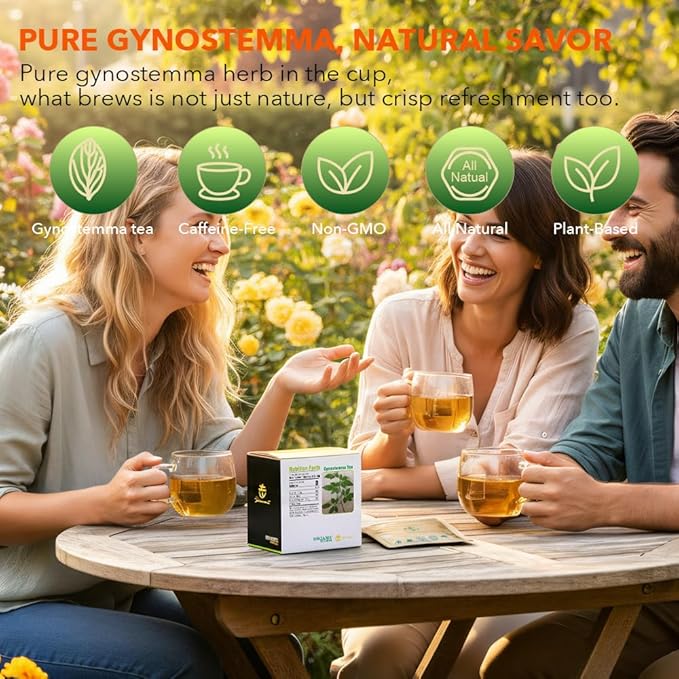Soilmount Wild Organic Gynostemma Tea Bags (18 Tea Bags/Box) - Caffeine-Free Herbal Drink, Antioxidant, Relaxing & Energizing, Daily Wellness Tea, Refreshing & Healthy Gynostemma Tea