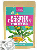 TeeLux Roasted Dandelion Root Tea Bags, Premium Natural Dandelion Root Herbal Tea, Caffeine Free, 100 Tea Bags