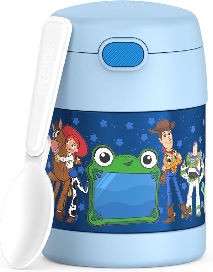 THERMOS FUNTAINER Insulated Food Jar, 10 Ounce, Kid Friendly Food Jar with Foldable Spoon, Toy Story 5