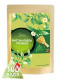 TeeLux Matcha Green Tea Bags, Classic Premium Japanese Matcha + Sencha Green Tea, Super Antioxidant, Zero Calories, Caffeinated, 100 Count