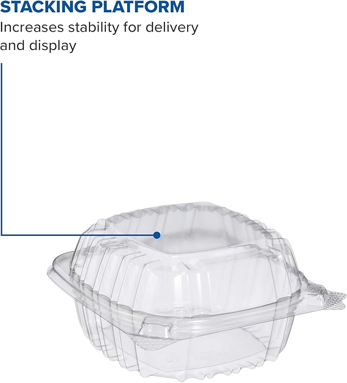 DART C53PST1 OPS 5 in Clear Hinged Container, 5.3 X 5.4 in (Case of 500)