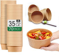 TOPtoper 35 Oz Large Paper Bowls【WITHOUT LIDS】 70 Pack Disposable Soup Bowls Plastic Free Party Supplies for Hot/Cold Food, Soup (35 OZ)