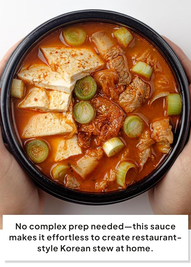 Korean Food O'Food Kimchi Jjigae Sauce – Spicy Kimchi Stew Base, Easy 5-Minute Cook Korean Soup Broth, Authentic Korean Flavor, 4.23oz (120g)