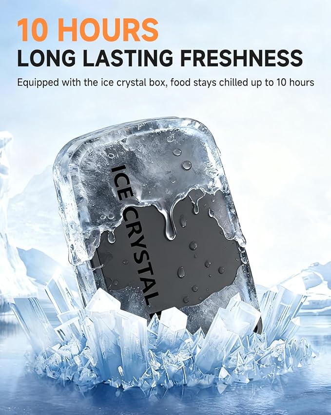 GEARGO 𝟐𝟎𝟐𝟔 𝐔𝐩𝐠𝐫𝐚𝐝𝐞𝐝 Cordless Electric Lunch Box, 6 Cups & 24000mAh Rechargeable Heated Lunch Box with Ice Crystal Box, 24 Hours Scheduled Self Heating Lunchbox For Men Women(Blue)
