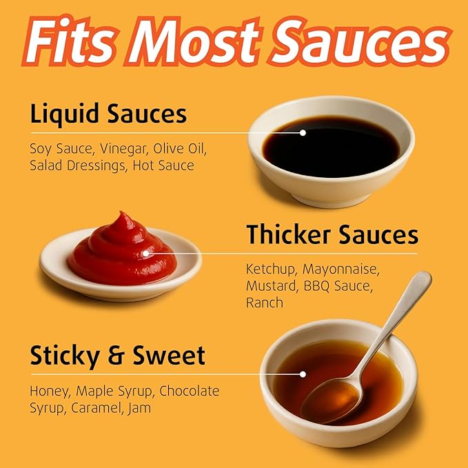 Condiment Squeeze Bottles 2 Pack of 12 oz - Squeeze Condiment Bottles for Sauces Commercial Grade Plastic Dispensers for Ketchup, Mustard, Sauces, Oils & Dressings - Easy Refill, Precision Nozzle