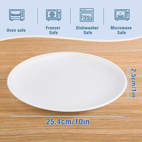 Ceramic Plates Set of 6, 10 inch White Porcelain Dinner Plates, Ceramic Round Plate, Round Dessert Salad Plate for Dinner Kitchen Serving & Everyday Use, Microwave & Dishwasher Safe