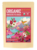 GLDNT Organic Hibiscus Tea Bags, Caffeine Free, Natural Flowers, Refreshing Tart Flavor, 100 Count