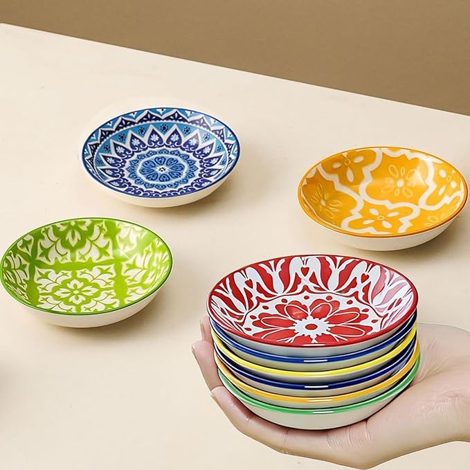 6PCS Ceramic Dipping Bowls,Small Bowl,Soy Sauce Dish Dipping Sauce Little Bowl,Sauce Plates Tiny Bowls for Condiments Sushi Dishes Soy Sauces Ketchup Snack Side Dishes Set of 6