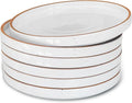 MORA Ceramic Flat Plates Set of 6-8 in - The Dessert, Salad, Appetizer, Small Lunch, etc Plate. Microwave, Oven, and Dishwasher Safe, Scratch Resistant. Kitchen Porcelain Dish - Vanilla White