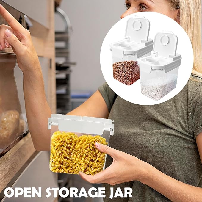 3Pcs Cereal Storage Container，White Food Storage Container with Flip-Top Lids Plastic Cereal Organizer Dispenser 1.1L/38oz for Grain, Rice and Snacks Kitchen Organizers and Storage