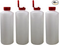 Pinnacle Mercantile Plastic Condiment Squeeze Bottles Dispensing with Red Flip Top Hinged Cap Large 32 oz Empty Set of 48