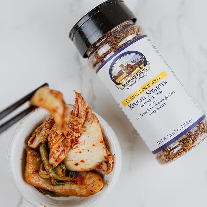 Shawhan Farms Korean Kimchi Starter Seasoning Mix - Non-GMO - Vegetarian Blend - Mild Spicy Flavor With Gochugaru Chiles - 3.59 Ounce Jar