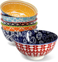 Annovero 10 Oz Ice Cream Bowls - Small Bowl for Serving Dips, Snack, Dessert, Side Dish - Colorful Decorative Porcelain for Kitchen - Microwave, Dishwasher, Oven Safe - Zero Lead & Cadmium, Set of 6