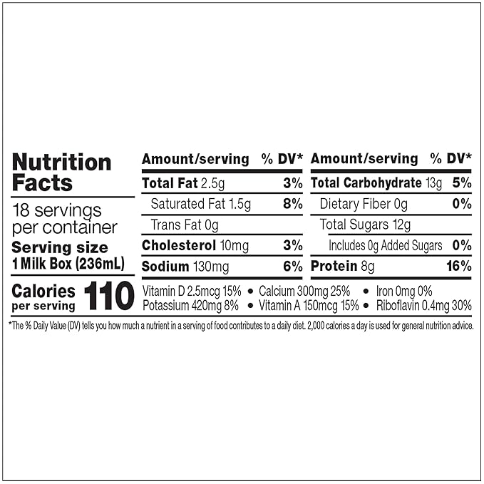 Horizon Organic Shelf Stable 1% Lowfat Milk Boxes, Pack of 18 - 8g Protein per Serving