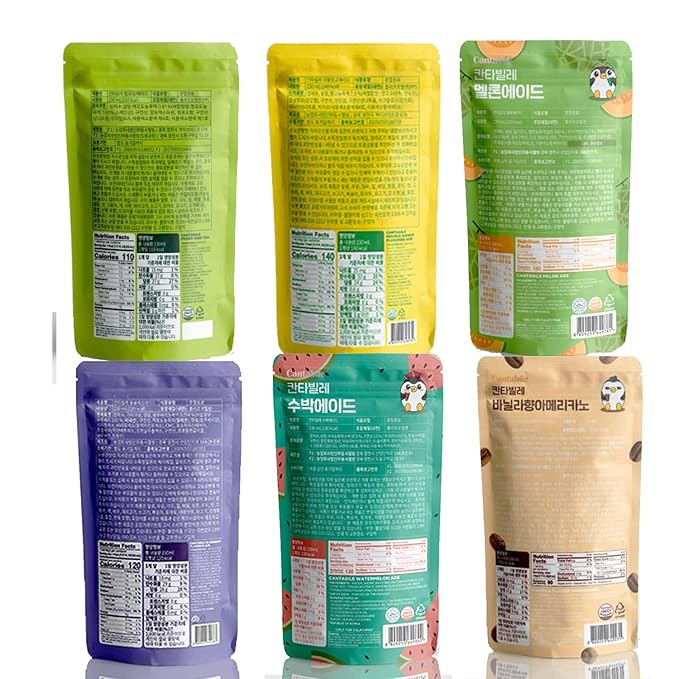 Cantabile Korean Drink Pouch Combo Set of 12 Convenience Store Beverage 230ml(7.77 oz) Each