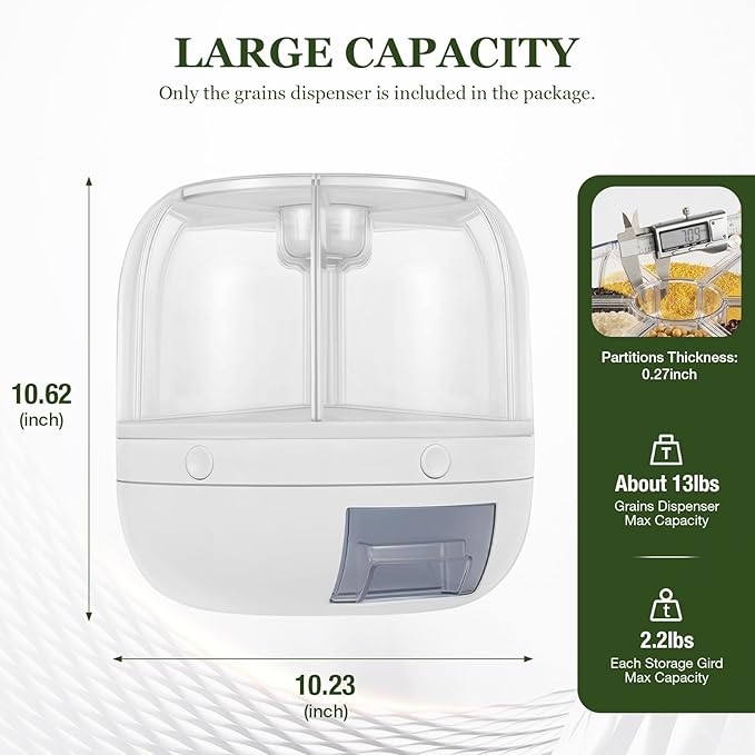 6in1 Rotating Dry Food Bucket Grain Rice Container Cereal Dispenser Storage Box