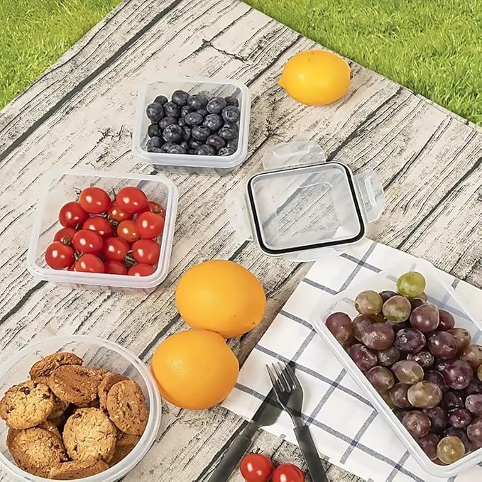 48 Pack Meal Prep Containers Set With Airtight Lids,BPA Free Food Storage Containers For Leftovers Leakproof Stackable Freezer/Microwave/Dishwasher Safe (24, Rectangular+Square)
