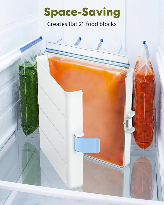 iCASA Soup Cubes Freezer Mold - 6 Cup Freezer Food Block Maker, Meal Prep Bag Container to Freeze Soups, Sauces, Leftovers & Bone Broth, Compatible with Gallon Freezer Food Storage Bag, Large