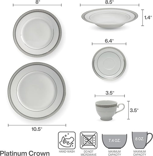 Mikasa Platinum Crown 40-Piece Dinnerware Set, Service for 8