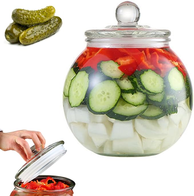 Fermentation Jar, Kimchi Jar Containers, 2500ml Clear Glass Fermenting with Lid Large Pickling Jars, Fermentation Crock for Pickles Kimchi, Sauerkraut, Grains, Dried Fruits