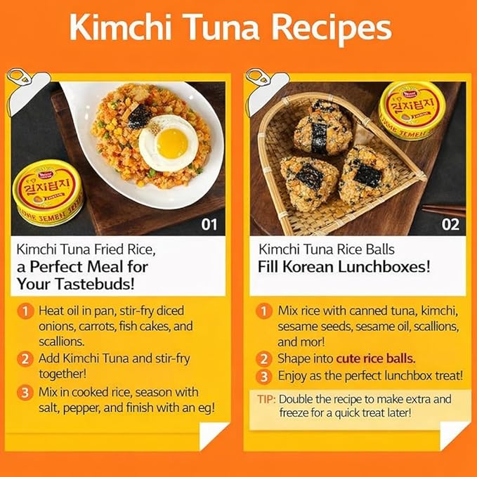 Kimchi Tuna 90g (3.17oz) 4-Pack, Korean Spicy Canned Tuna with Fermented Kimchi, Ready-to-Eat High Protein, Authentic Korean Pantry Staple