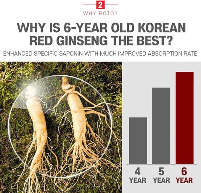BOTO 6 Year Korean Red Ginseng Extract Pure Stick Gold | Premium Korean Ginseng Supplement for Daily Vitality | 30 Sachet