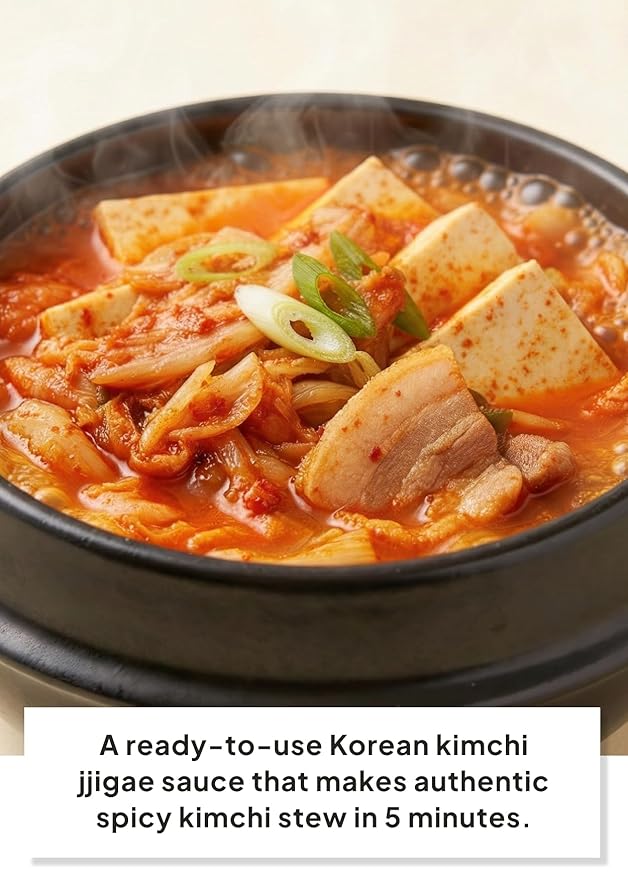 Korean Food O'Food Kimchi Jjigae Sauce – Spicy Kimchi Stew Base, Easy 5-Minute Cook Korean Soup Broth, Authentic Korean Flavor, 4.23oz (120g)