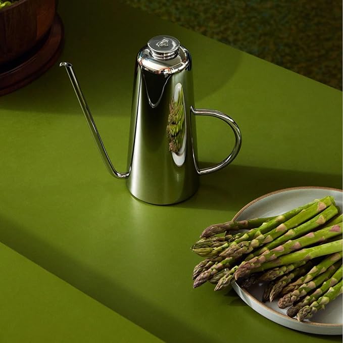 Holcomb Studio Dripless Olive Oil Can | Modern Stainless Steel Dispenser with Elongated Spout Precise Pouring | Modern Minimalist Cooking Entertaining Wedding Hostess Gift Dinner Table Home Decor 25oz